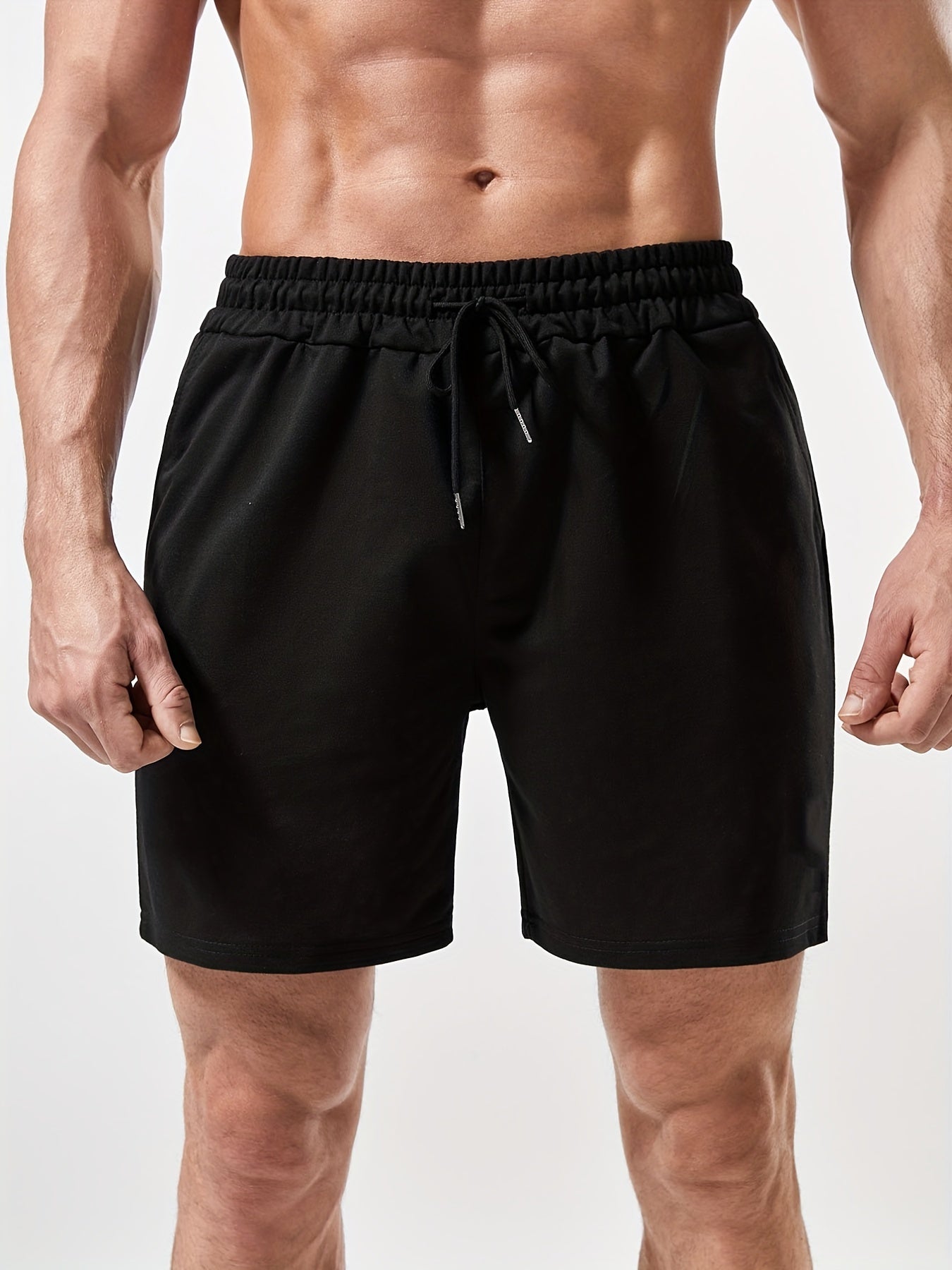 Quick Dry Men's Casual Shorts Elastic Waist Drawstring for Summer Gym