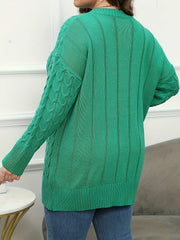  Casual Sweater Women's Solid Cable Long Sleeve Round Neck Jumper
