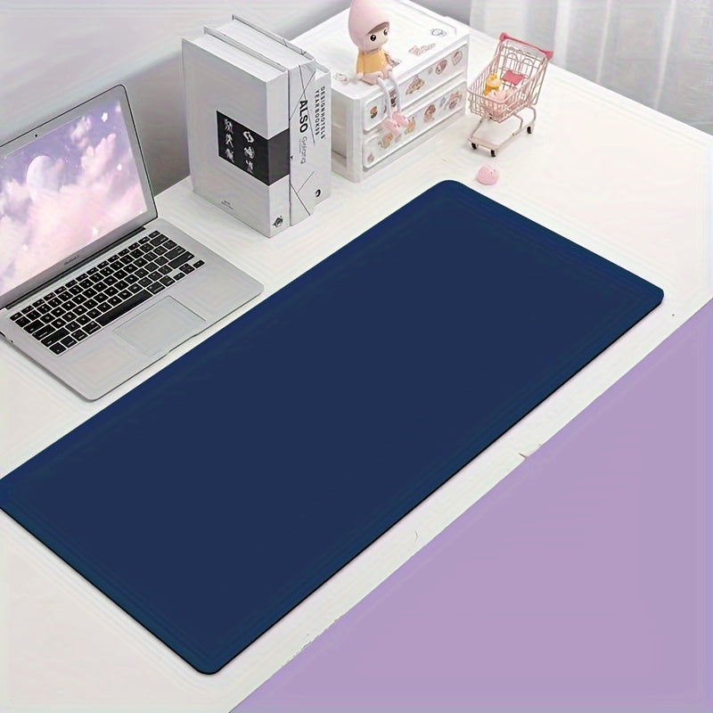 Waterproof Large PU Leather Desk Mat - Plain Velvet Bottom