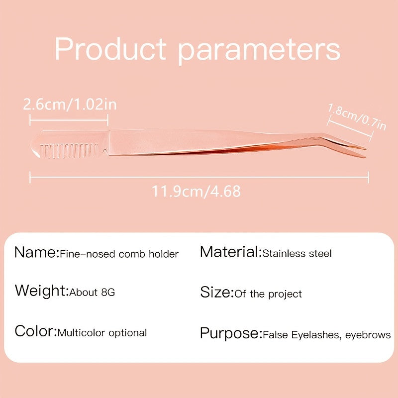 Stainless Steel 2 in 1 Eyelash Tweezers and Curling Clip Beauty Tool