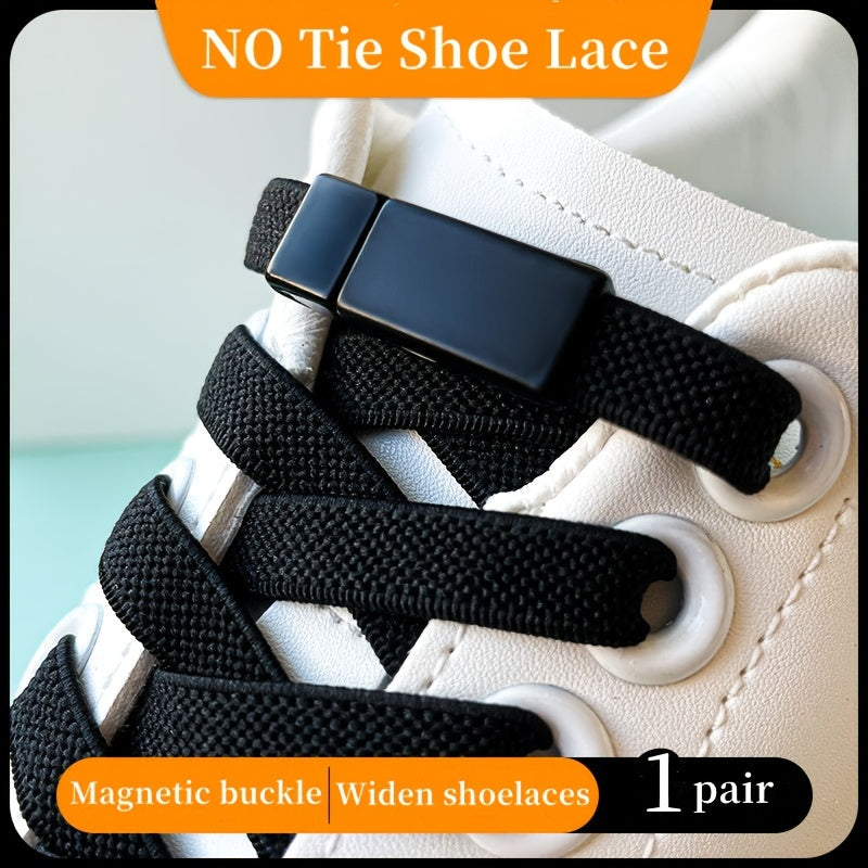 Magnetic Buckle No Tie Shoe Laces Stretch Elastic Flat Laces
