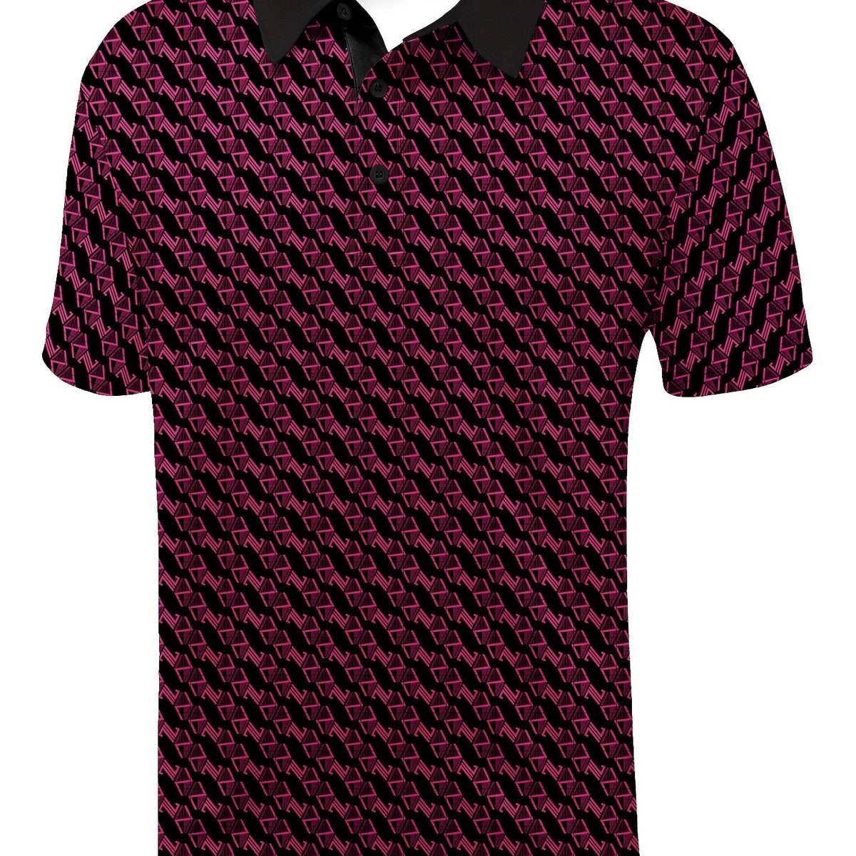 Men's Geo Polo Shirt Casual Stretch Lapel Button Up Short Sleeve Polo
