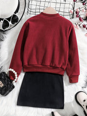 Girls Style Suit V Neck Coat With Pockets Plus Knitted Dress