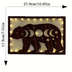 Timing Function LED Bear Shape Lamp Retro Wooden Home Decoration