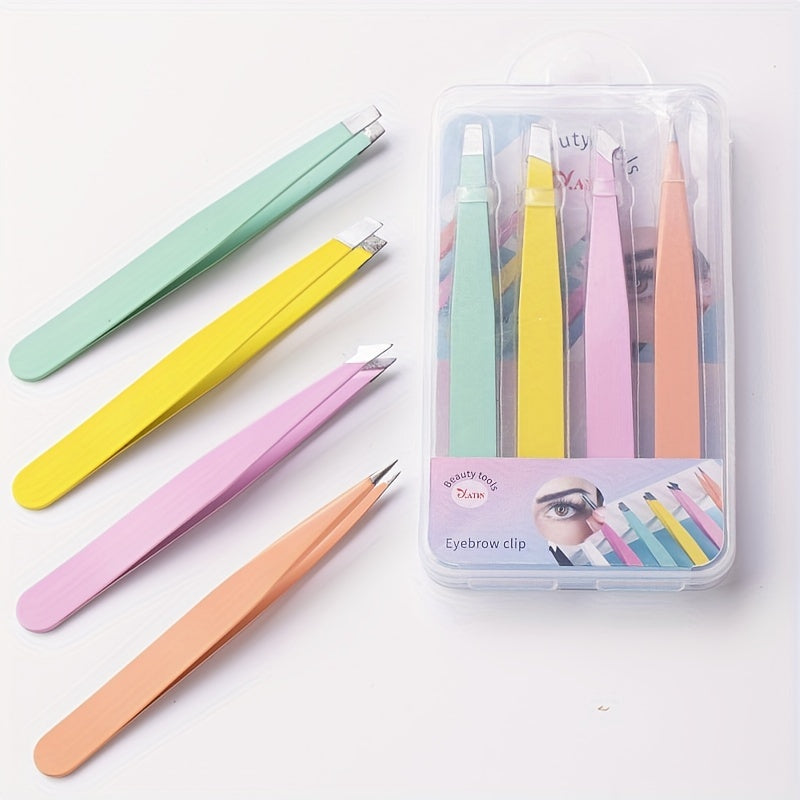 4pcs Stainless Steel Tweezers Set For Ingrown Hair Removal