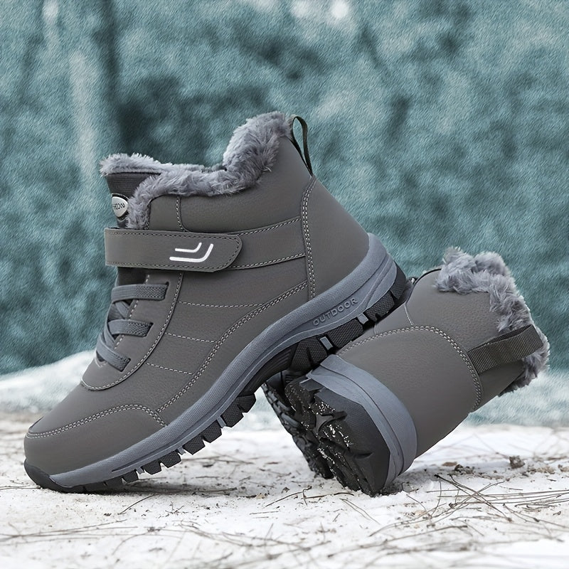 Men's Plush Lining Snow Boots for Outdoor Dark Grey