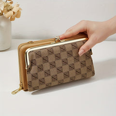 Vintage Plaid Shoulder Bag Kiss Lock Purse Detachable Strap