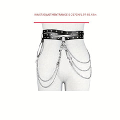 Layer Chain Tassel Belt Gothic Hollow PU Leather Belt Vintage Jeans Pants Belt