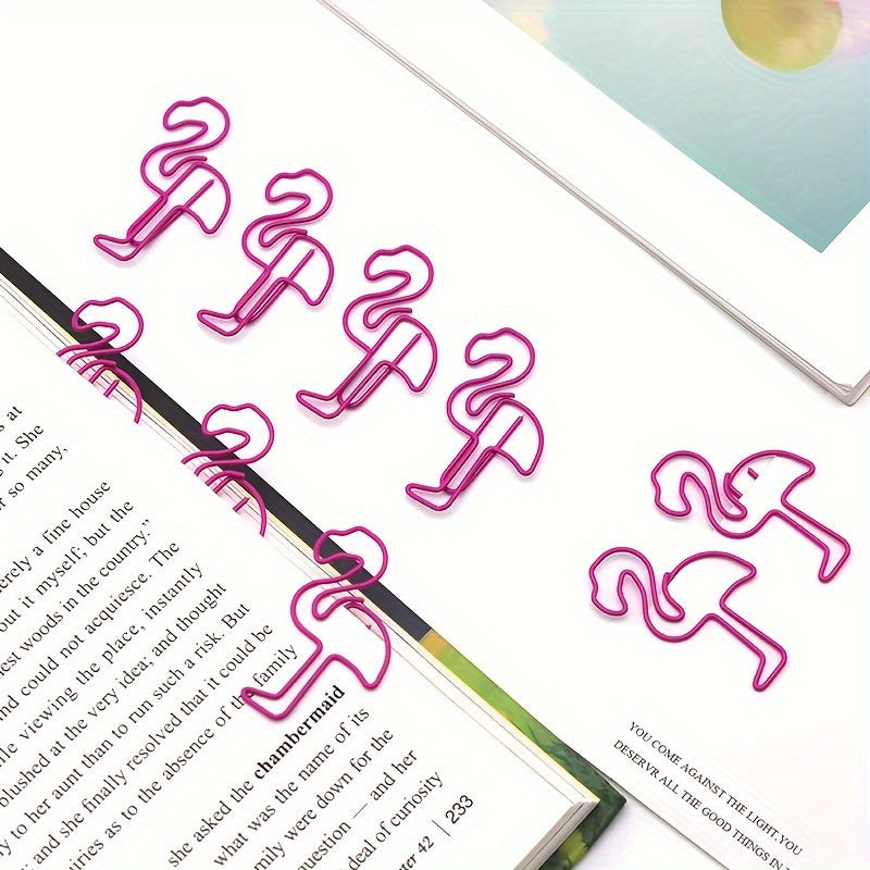 30 Flamingo Paper Clip Rose Red Office Data Clip Stationery Metal Gift