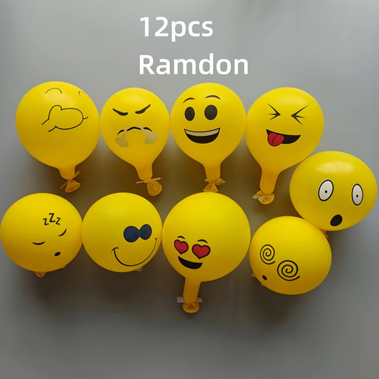 12pcs 30 Yellow Face Latex Balloons for Birthdays & Celebrations