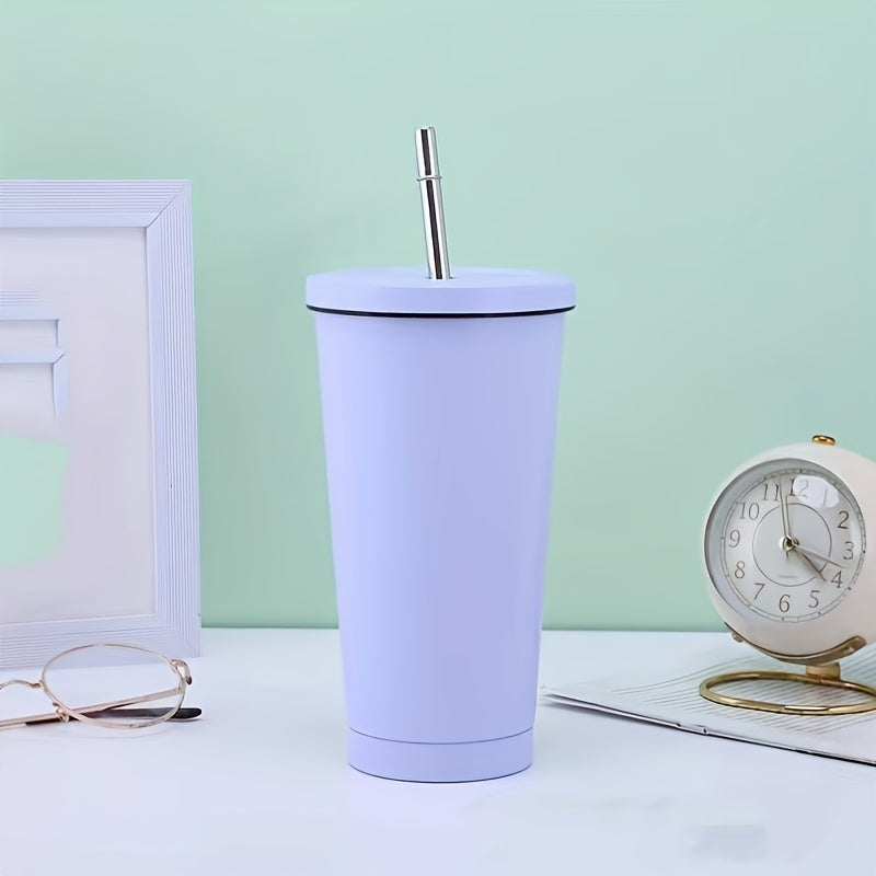 500ml Stainless Steel Straw Water Cup Leakproof Fitness Bottle