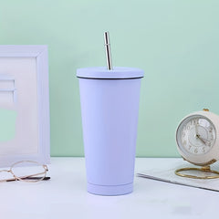 500ml Stainless Steel Straw Water Cup Leakproof Fitness Bottle