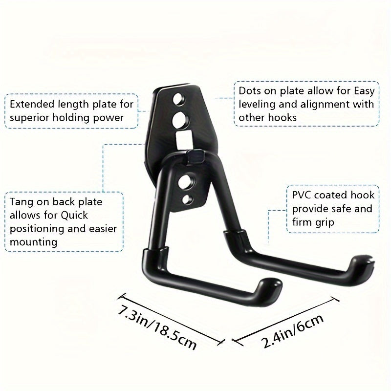 3pcs Heavy Duty Wall Hook Garage Tool Holder Helmet Hook Wall Mounted