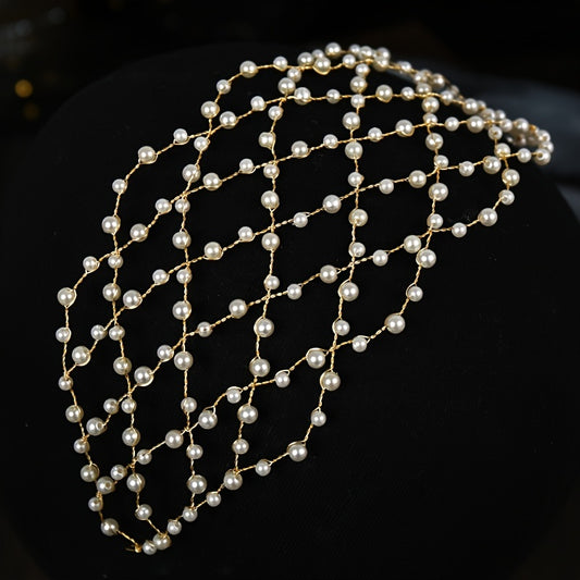 Faux Pearl Hair Tiara Hairband Wedding Accessories For Bride