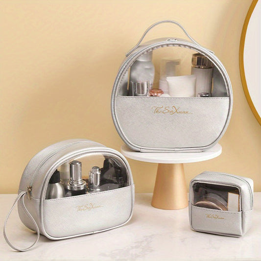 3pcs Clear Waterproof Makeup Bag Set Travel Organizer for Women & Girls