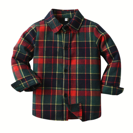 Boys Plaid Cardigan Shirts Long Sleeve Button Down Tops