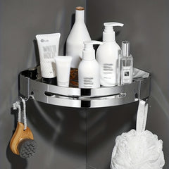 304 Stainless Steel Bathroom Corner Shelf Wall Mounted Two Colors 21 27 5