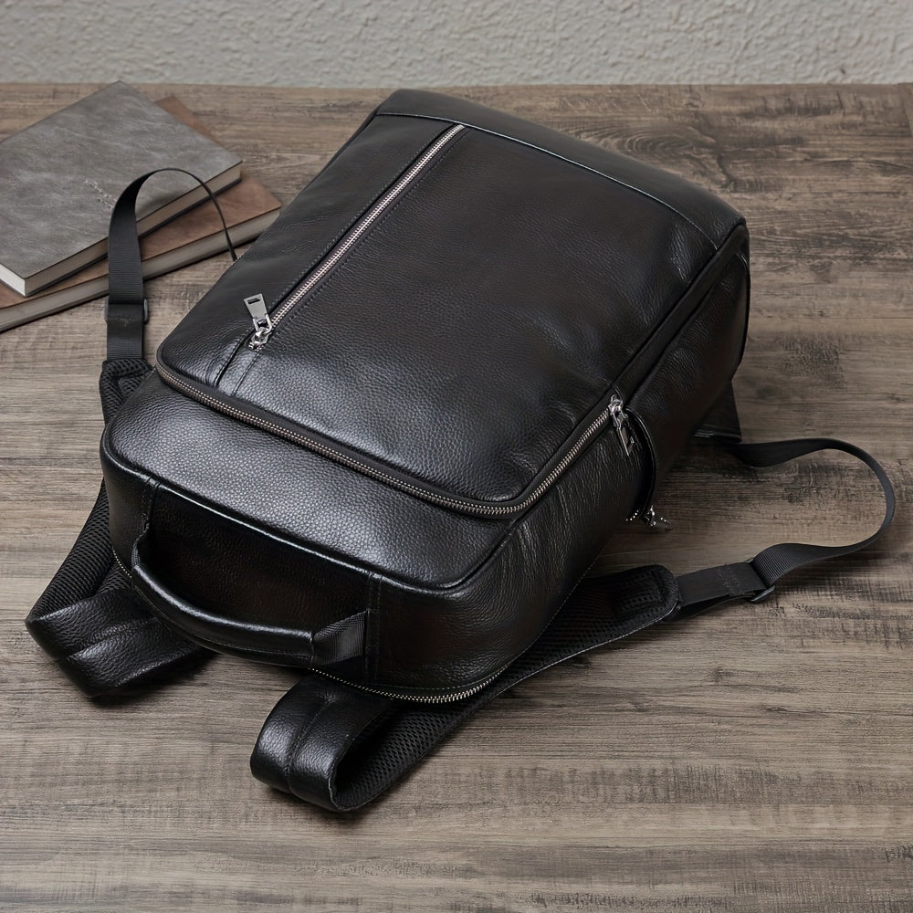 Men's Leather Backpack Casual Business Computer Backpack