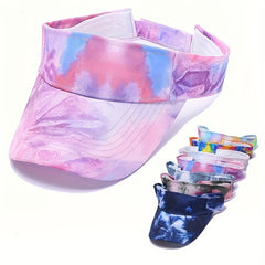 Purple Tie Dye Visor Hat Women UV Protection Lightweight Beach Sun Hats