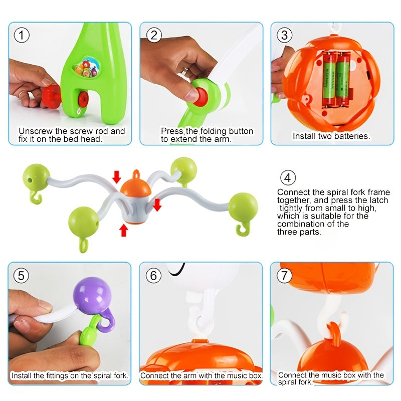 Newborn Crib Bell Rotatable Bedside Rattle Toy
