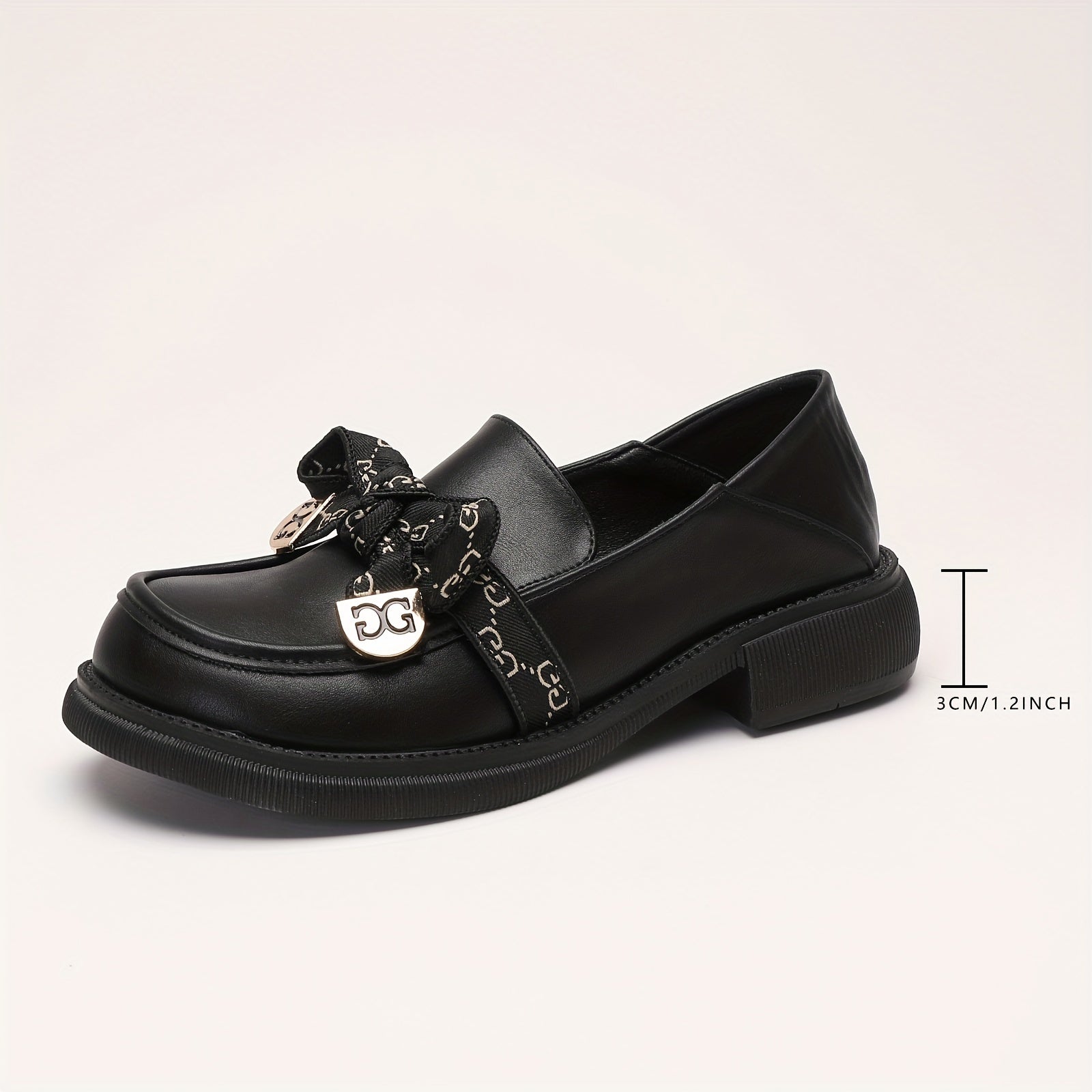 Women's Bowknot Chunky Heel Loafers Slip On Shoes
