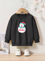 Snowman Graphic Crew Neck Long Sleeve Sweatshirt Kids Clothes Christmas Gift