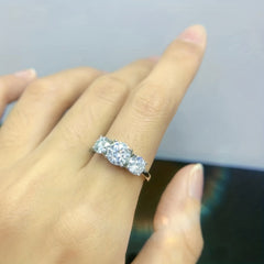 Three Stones 2CT Moissanite Ring S925 Sterling Silver Ring For Women