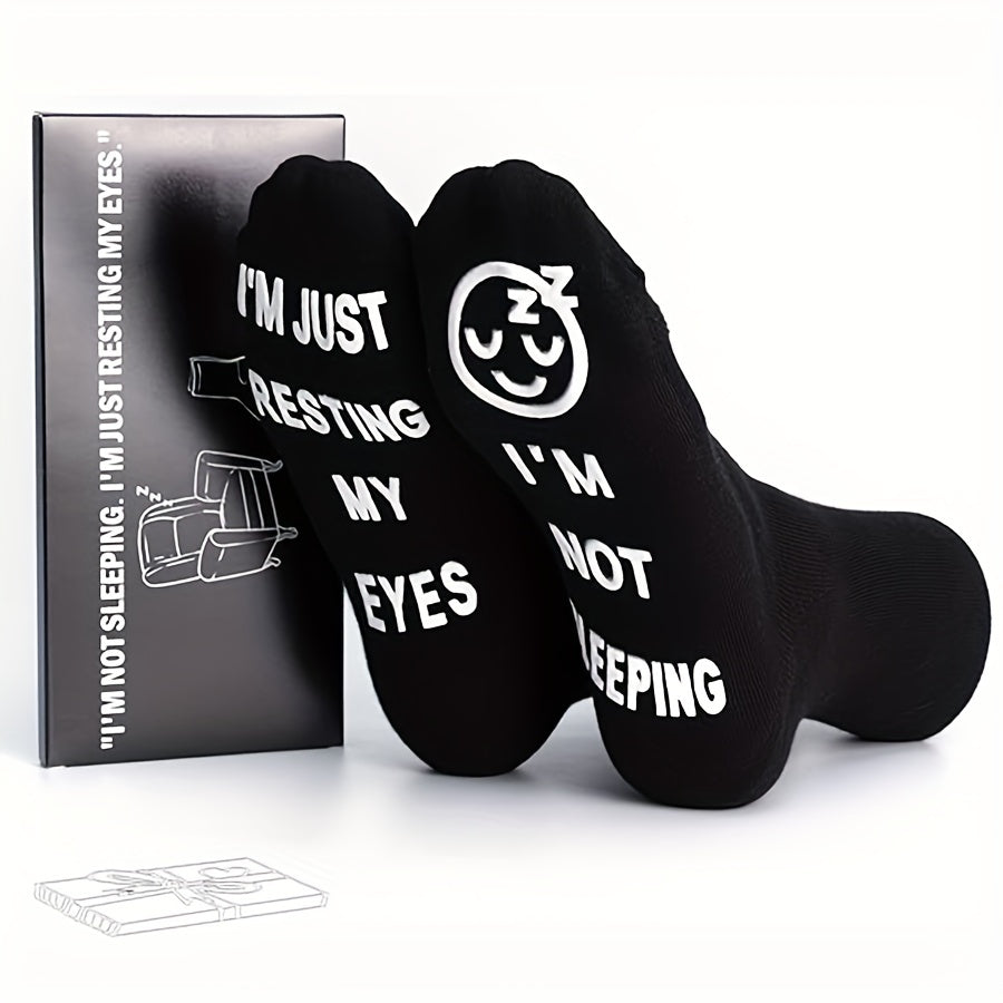 Funny Resting My Eyes Socks Dad Grandpa Mom Grandma