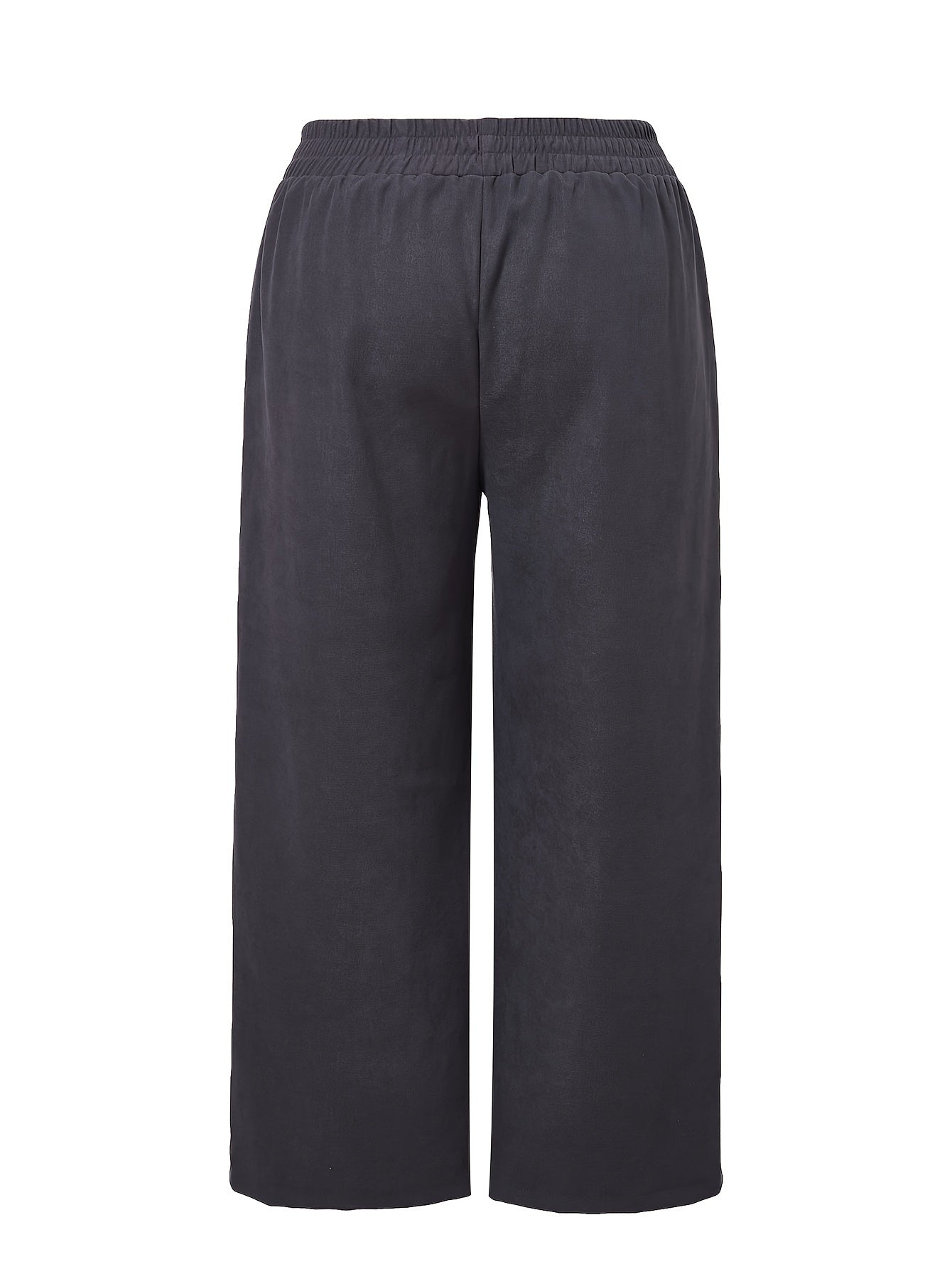  Solid Wide Leg Trousers Elastic High Rise Stretch Pants