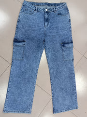  Button Fly High Rise Wide Leg Jeans