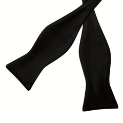 Formal Men's Silk Bow Tie Solid Pre self Bow Tie Square Cufflink Wedding Set