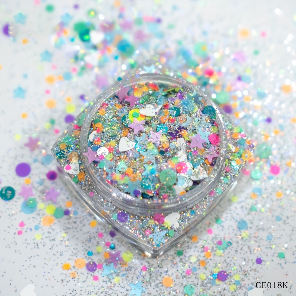 10g Holographic Nail Glitter Powder Mixed Shape Flakes Sequins for Manicure DIY