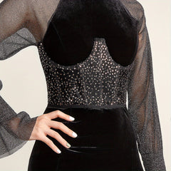 Y2K Transparent Sequin Corset Belt Lace Up Waistband