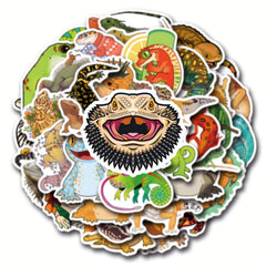 55pcs Reptile Cartoon Stickers Vinyl Decals Multicolor for Laptops Water Bottles