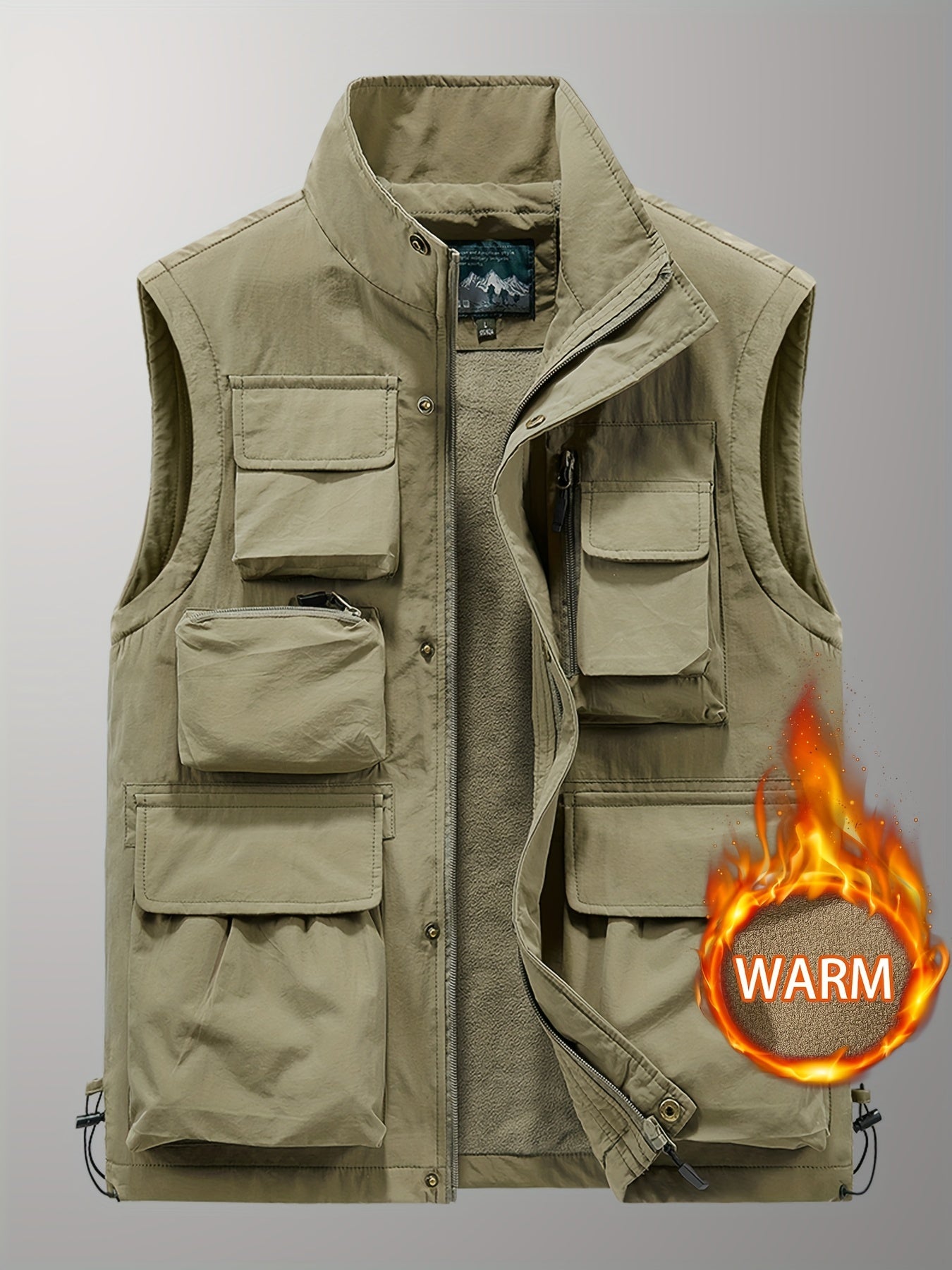 Men's Thermal Tactical Vest With Pockets Zip Up Jacket