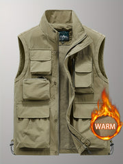 Men's Thermal Tactical Vest With Pockets Zip Up Jacket