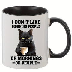 1pc Cat Pattern Ceramic Cup 11oz Wide Mouth Coffee Cup
