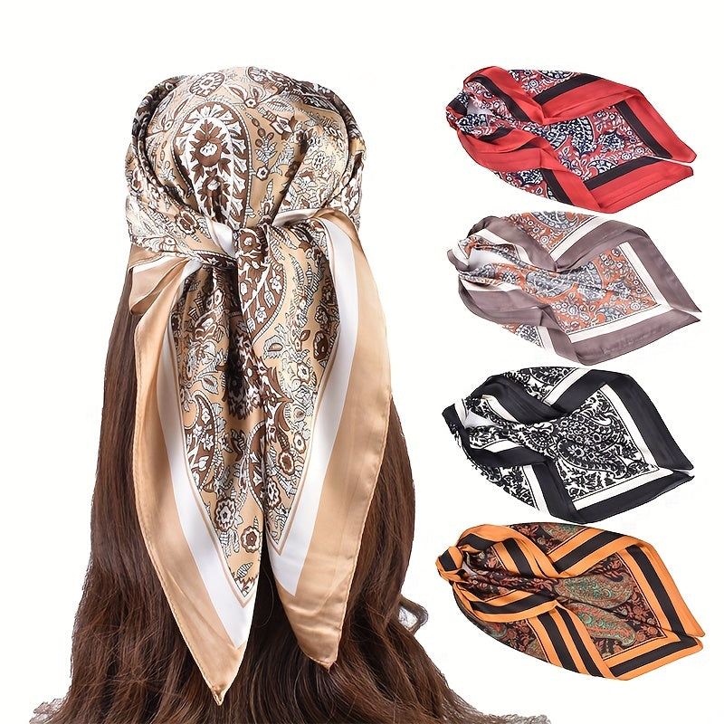 Classic Paisley Print Bandana Vintage Square Scarf Woman Necke...