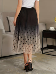 Polka Dot Gradient Pleated Maxi Skirt