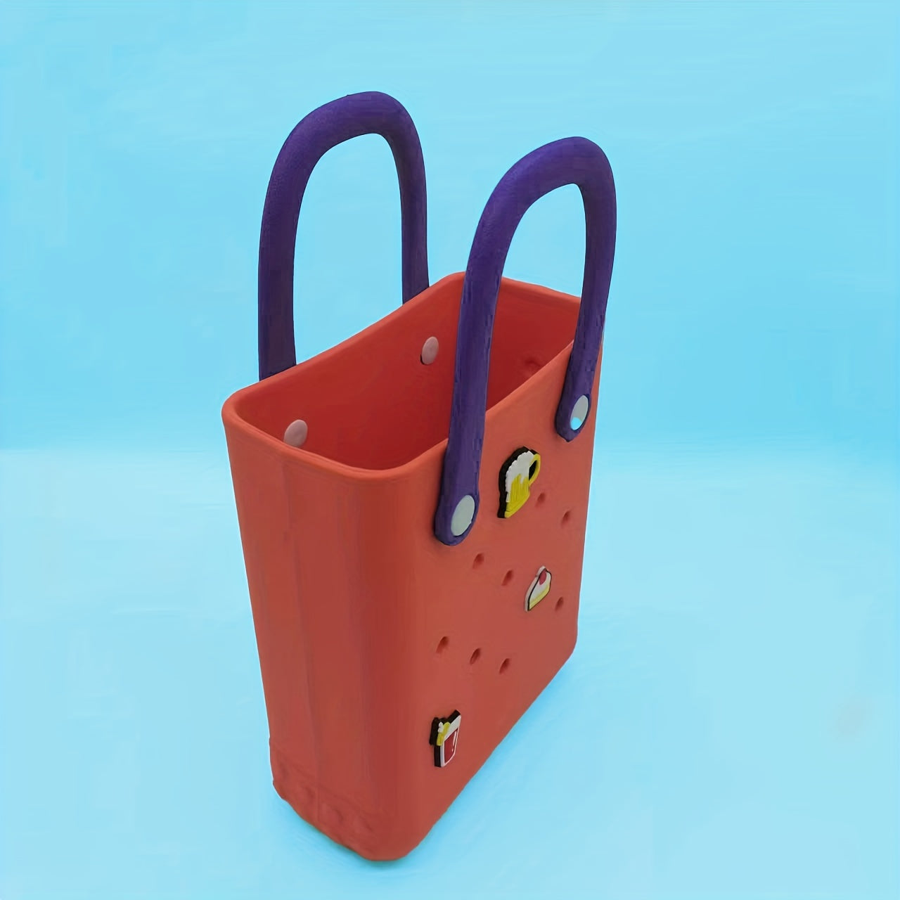 Summer Beach Storage Handbag Colorblock Satchel Bag With 3 DIY Accessories