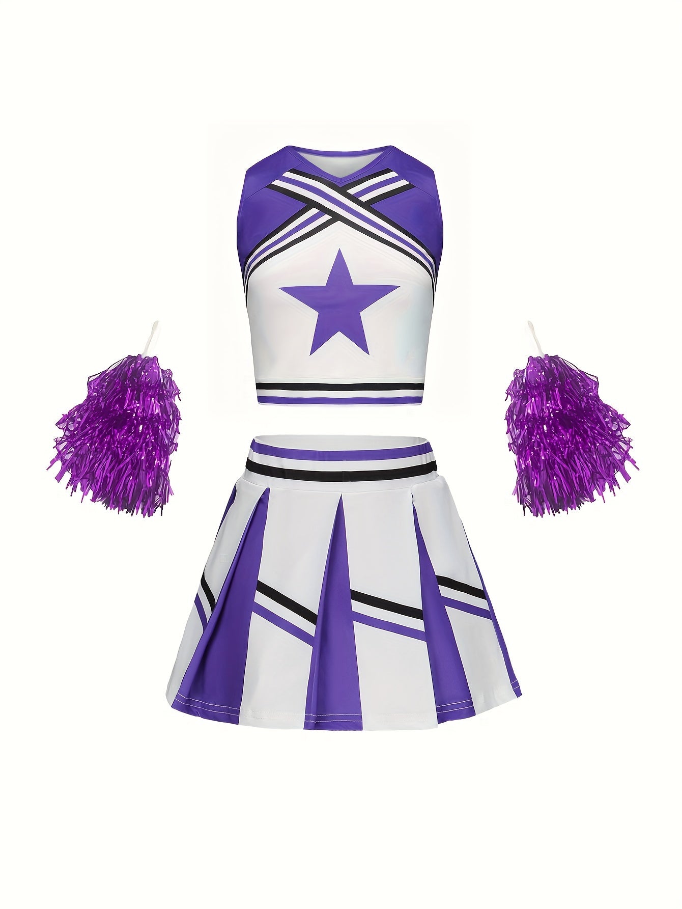 Girls Star Graphic Cheerleading Suit For Party Performance Sports Gift