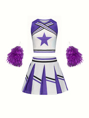 Girls Star Graphic Cheerleading Suit For Party Performance Sports Gift