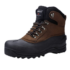 Men's Warm Waterproof Snow Boots Fluffy Lining Non Slip Winter Shoes