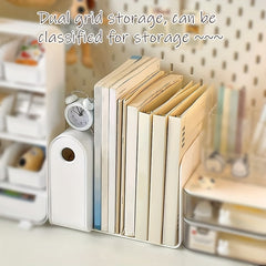 Desktop Bookshelf with Pen Holder & End Bookshelf for Books & Stationery