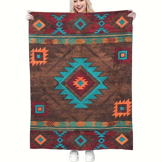 Flannel Warm Blanket Retro Style Sofa Blanket for Camping Travel