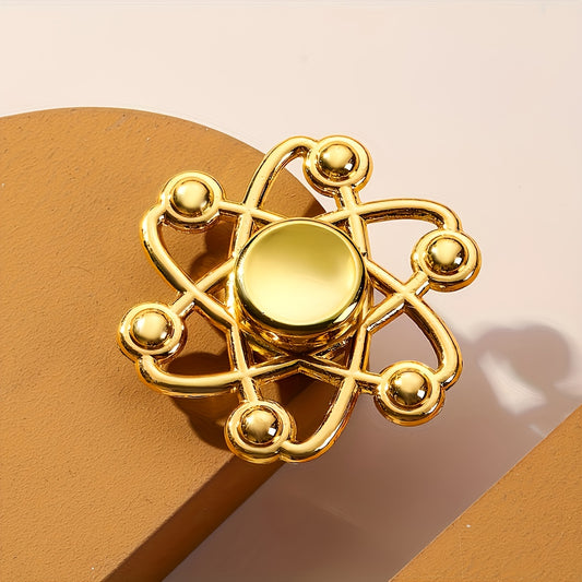 Yellow Fidget Spinner with Golden Beads for Anxiety Relief Focus & Motor Skills