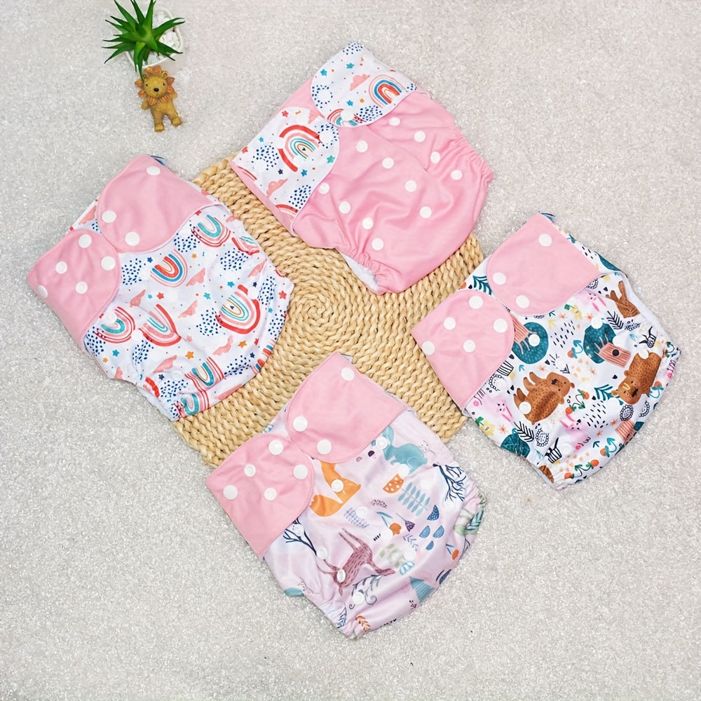 4pcs Washable Cloth Diaper Covers Adjustable Nappy Reusable Cloth Diapers