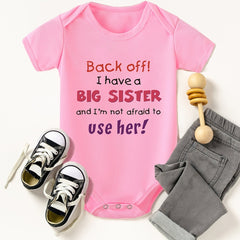 Baby Girls BIG SISTER Print Romper Short Sleeve Bodysuit