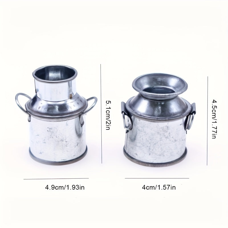 Miniature Dollhouse Milk Jug and Iron Bucket Model