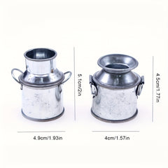 Miniature Dollhouse Milk Jug and Iron Bucket Model